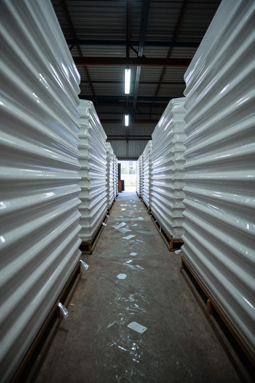 Predawn Corrugate Baler in Antananarivo Warehouse in inside a warehouse aisle in Antananarivo