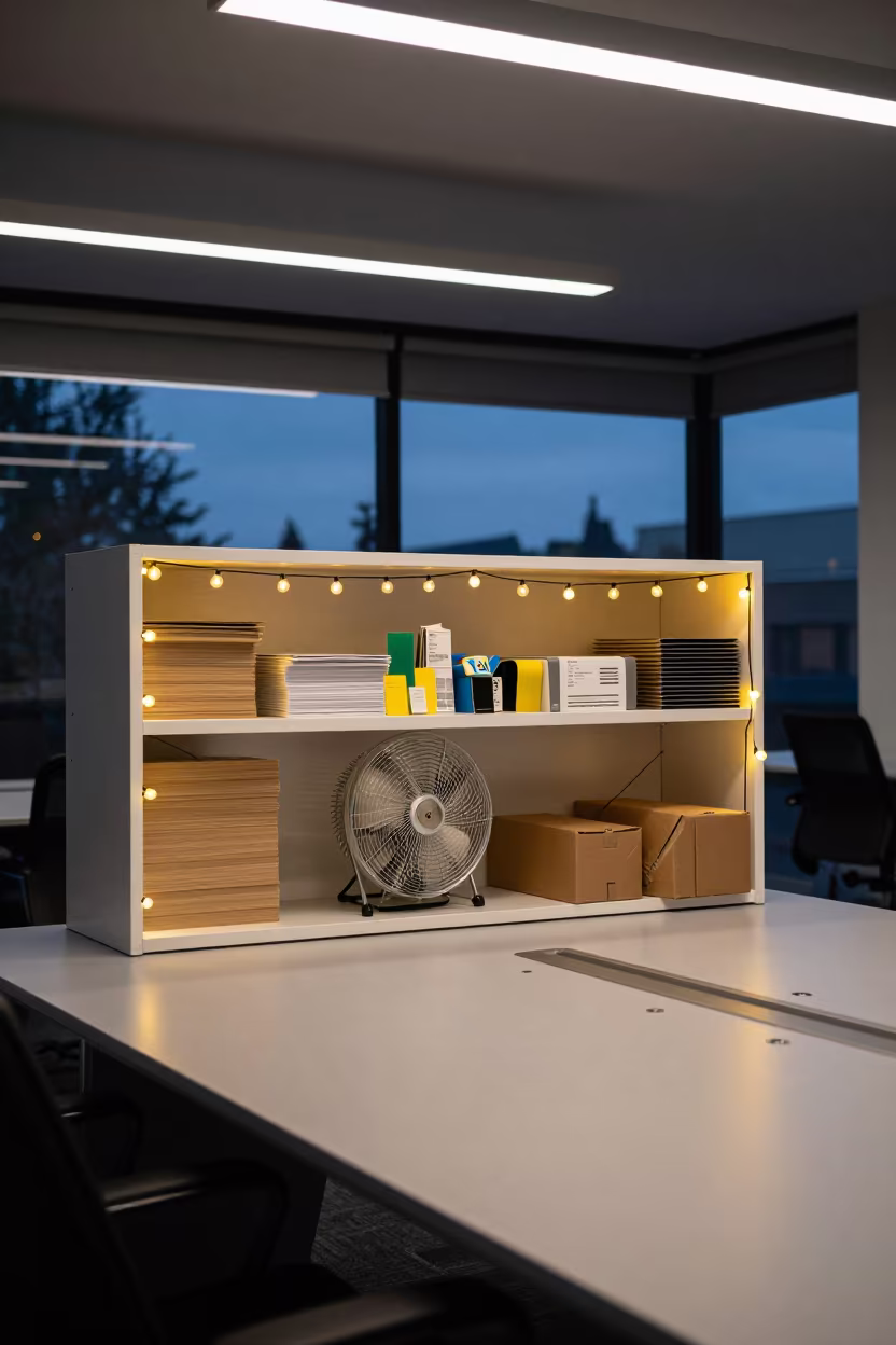 Predawn Fan Repair Desk Office Dunedin in at a boardroom table before a meeting in Dunedin