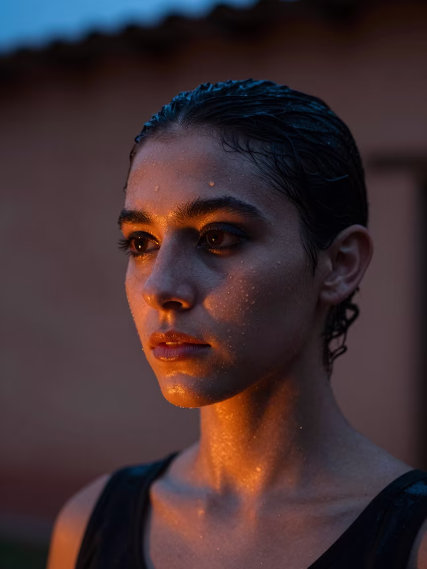 Predawn Firelight Portrait of Dancer in Guadalajara in in Guadalajara