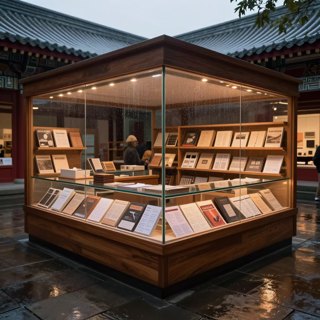 Predawn Gift Shop Shelf in Tauranga Temple Courtyard in in a temple courtyard in Tauranga