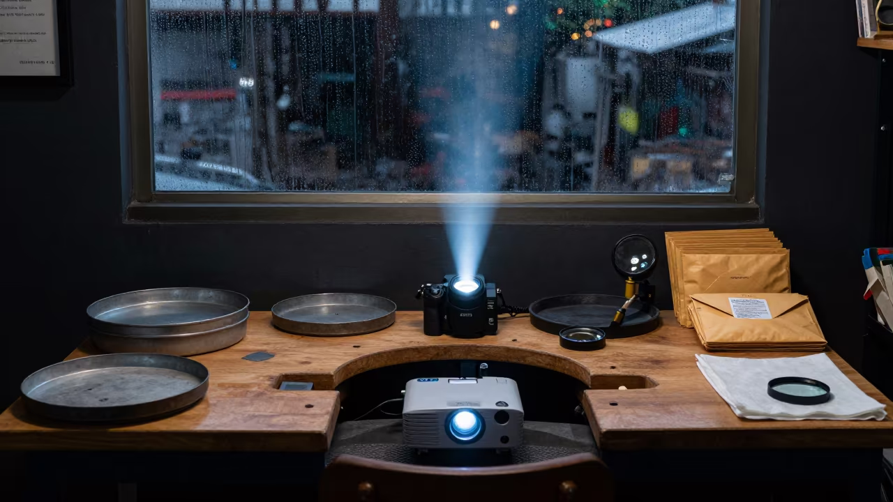 Predawn Goldsmith Desk in Caracas Bazaar in at a goldsmith bench in a bazaar jewelry lane in Caracas