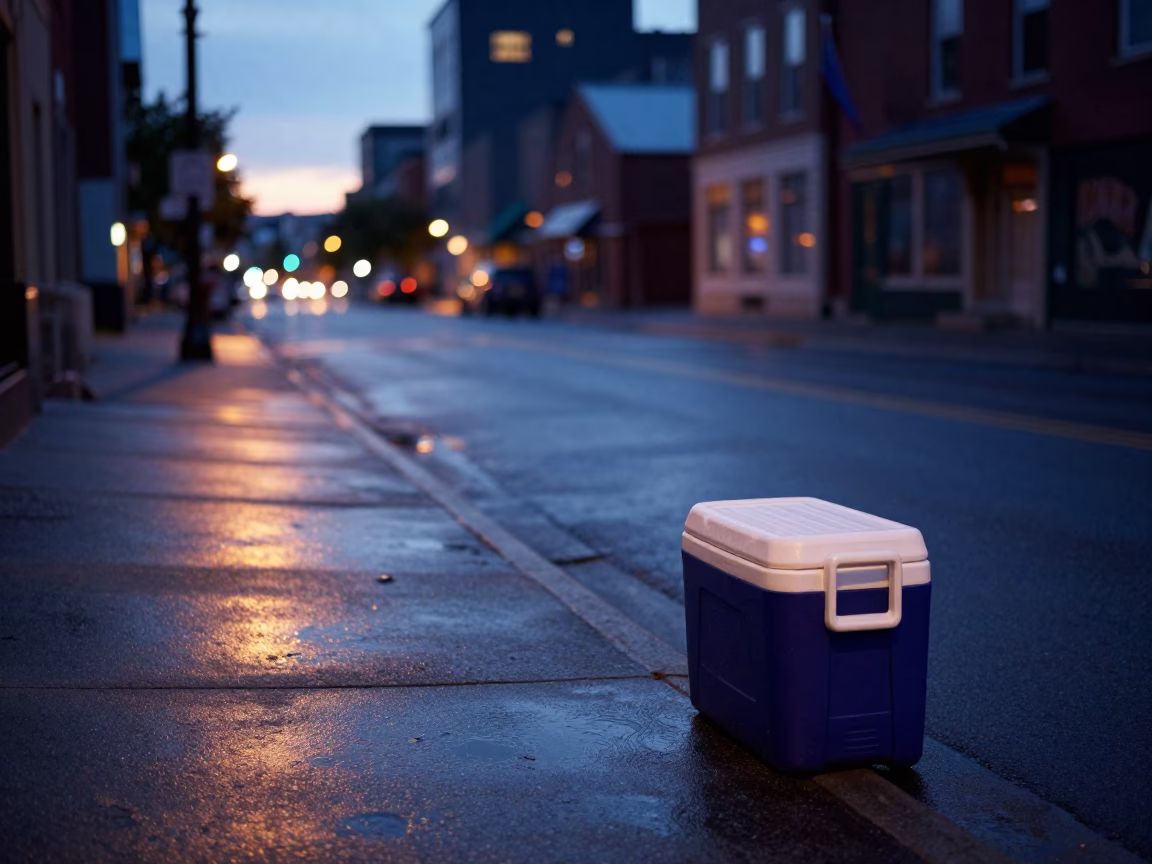 Predawn Halifax Nova Scotia Street Scene with Cooler Jug and Urban Shadows in in Halifax, Nova Scotia, Canada