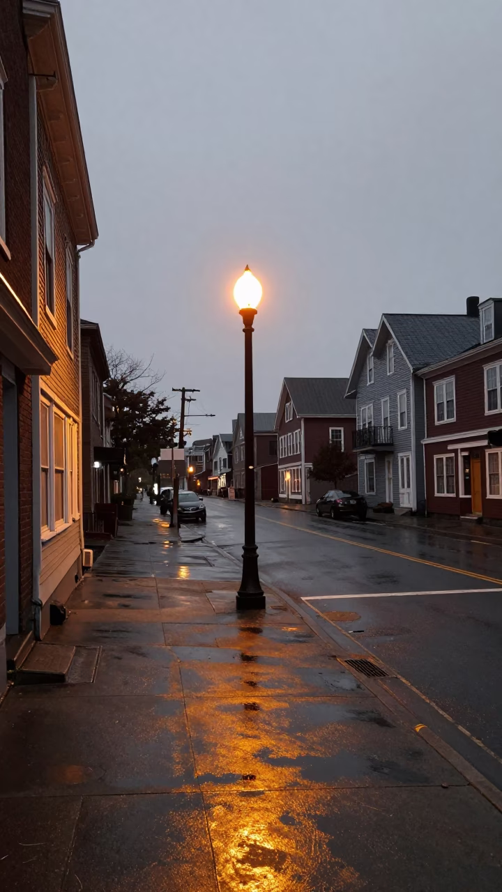 Predawn Halifax Nova Scotia Street Scene with Vintage 1960s Elements in in Halifax, Nova Scotia, Canada