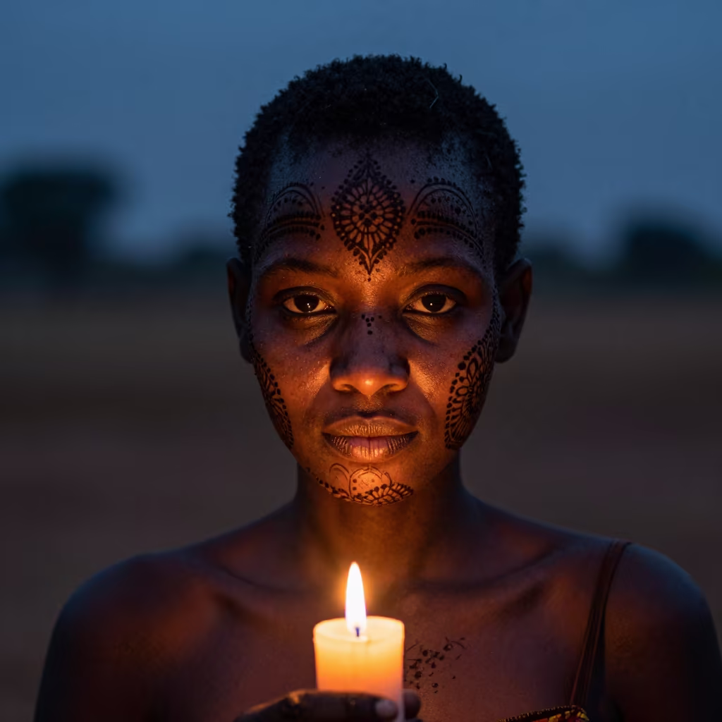 Predawn Henna Portrait Woman Kabwe Candlelight in in Kabwe