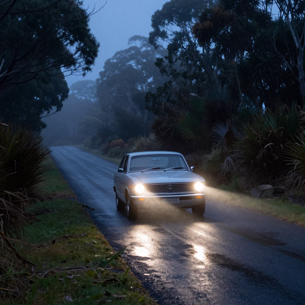Predawn Hobart Tasmania Australia Vintage Car Rally Spillway Chute in in Hobart, Tasmania, Australia