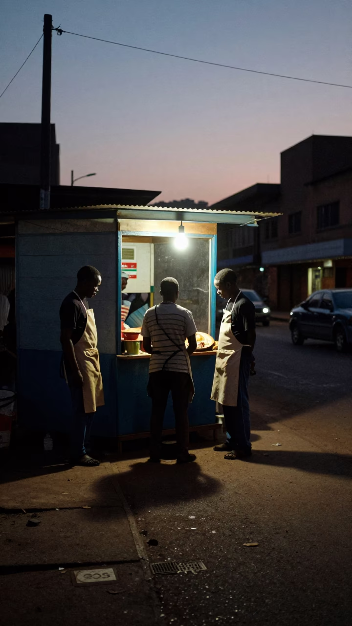 Predawn Johannesburg Street Scene with Aprons and Latch in South Africa in in Johannesburg, South Africa