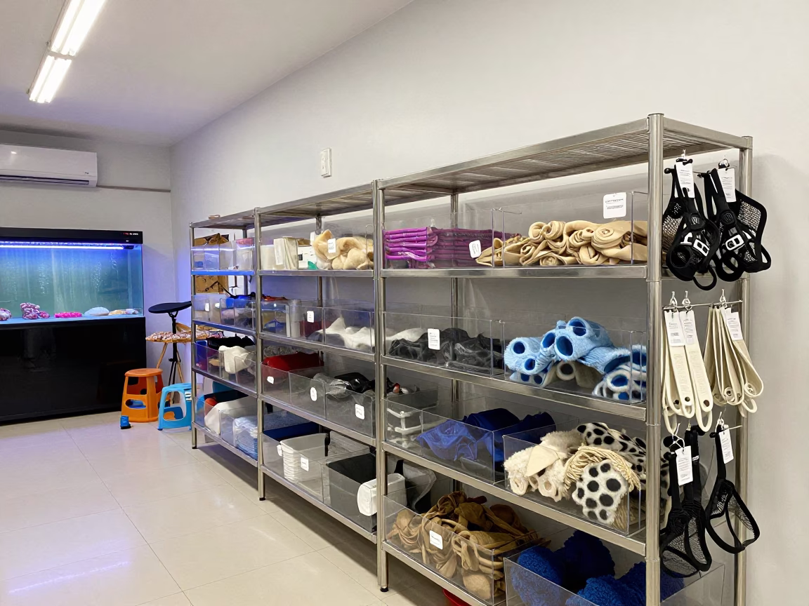 Predawn Kennel Grooming Muzzle Rack Brasilia in inside an adoption room in Brasilia