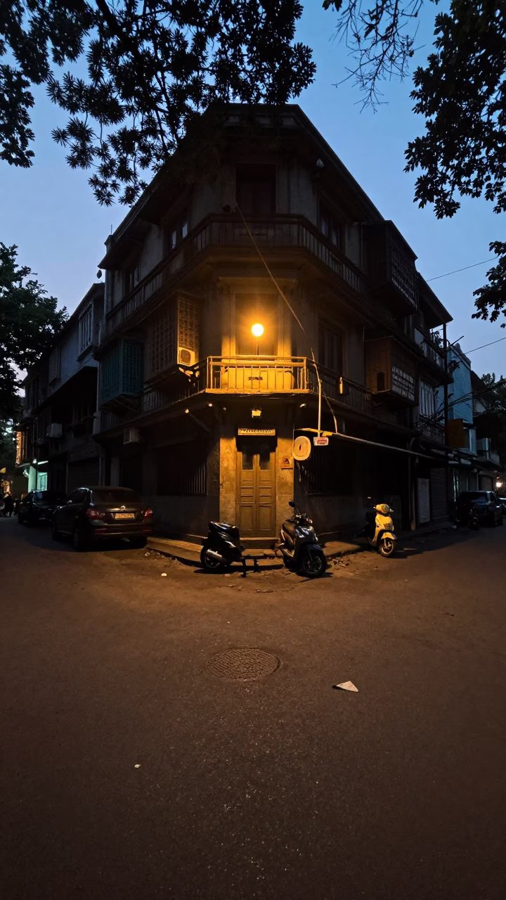 Predawn Kolkata Street Scene with Tea Stains and Morning Coffee Preparation in in Kolkata, India