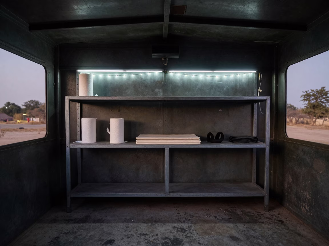 Predawn Latrine Shelf in Ahmedabad Command Post in inside a command post near Ahmedabad