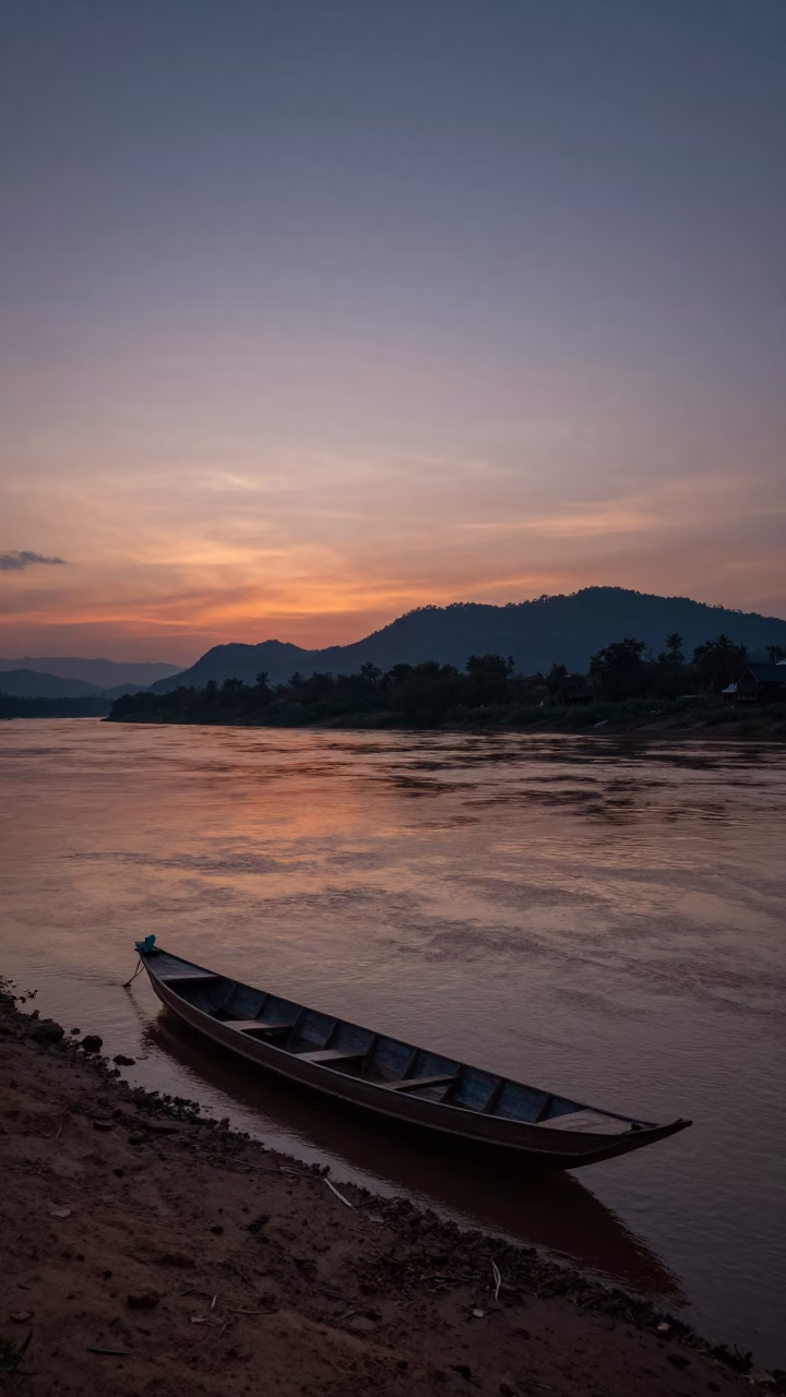 Predawn Light at The Predawn Darkness Light in Luang Prabang in in Luang Prabang, Laos