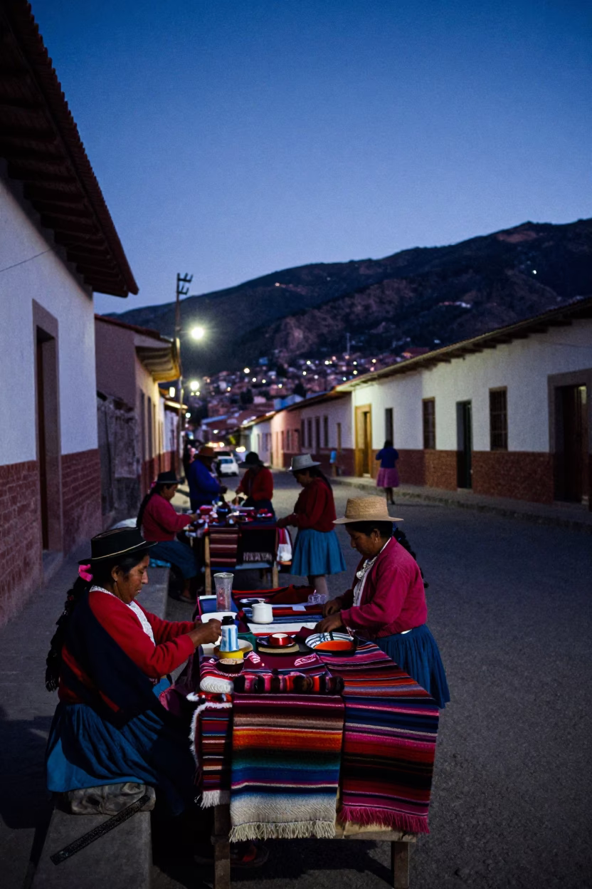 Predawn Light in La Paz at The Predawn Darkness Light in in La Paz, Bolivia
