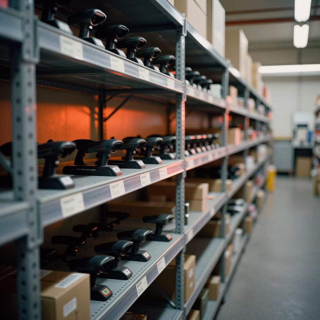 Predawn Logistics Shelf with Scanner Chargers in inside a chilled distribution bay in Boise