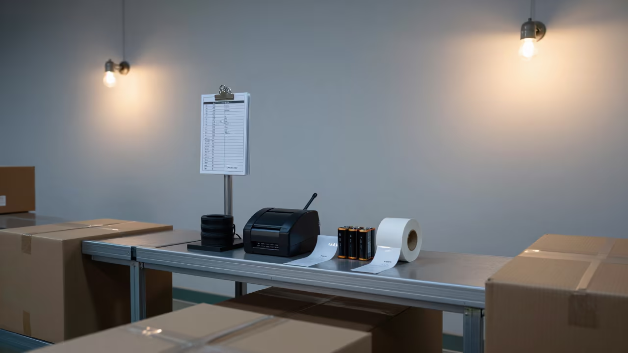 Pre-Dawn Logistics Station in Xian Warehouse in at a fulfillment packing station in Xian