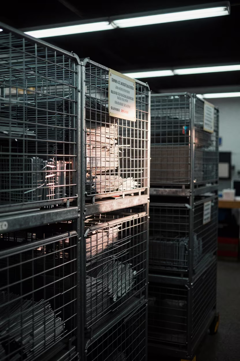 Predawn Logistics Zip Ties and Bins in at a fulfillment packing station in Spaccanapoli, Naples