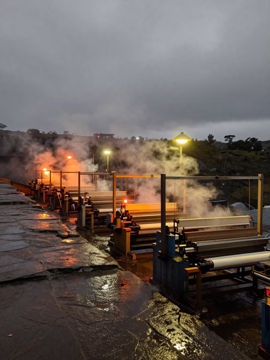Predawn Looms on Quarry Ledge Port Vila in on a quarry ledge near Port Vila
