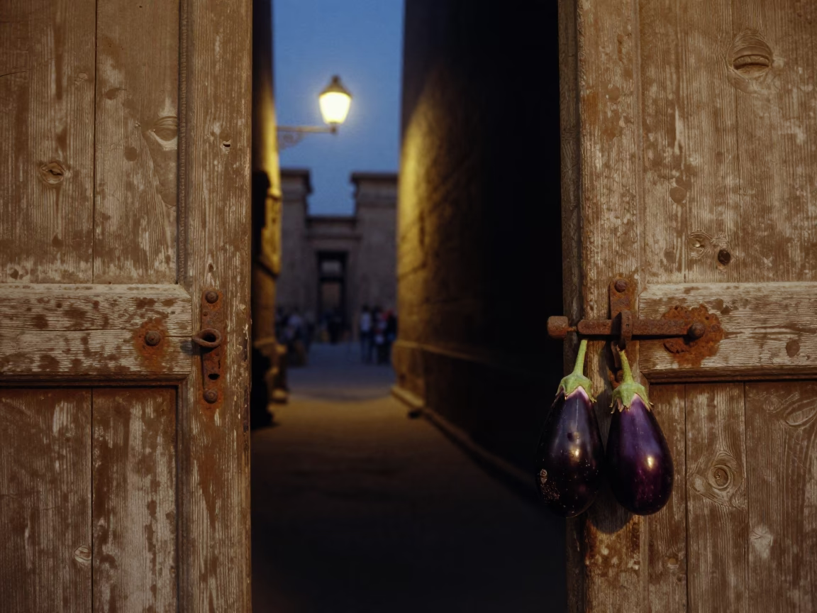 Predawn Luxor Street Scene with Latch and Eggplants in Egypt in in Luxor, Egypt