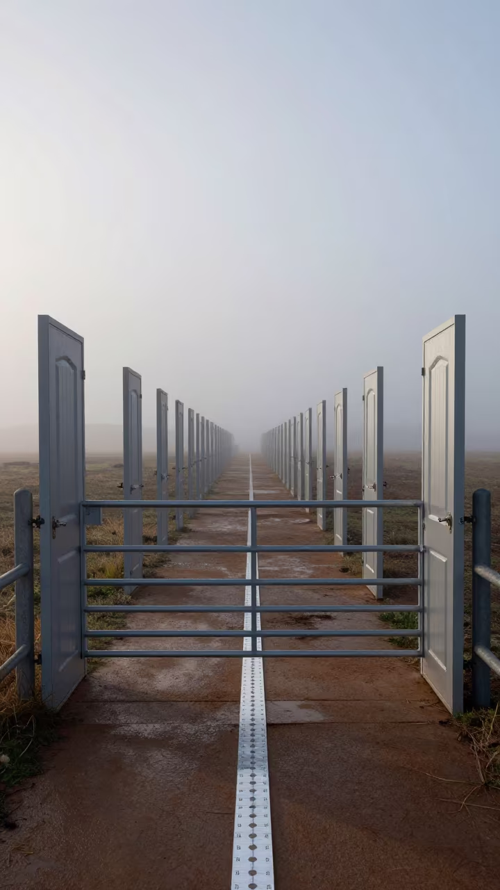 Predawn Magnet Strip and Endless Doors in WA Pasture in beside a pasture gate in Western Australia
