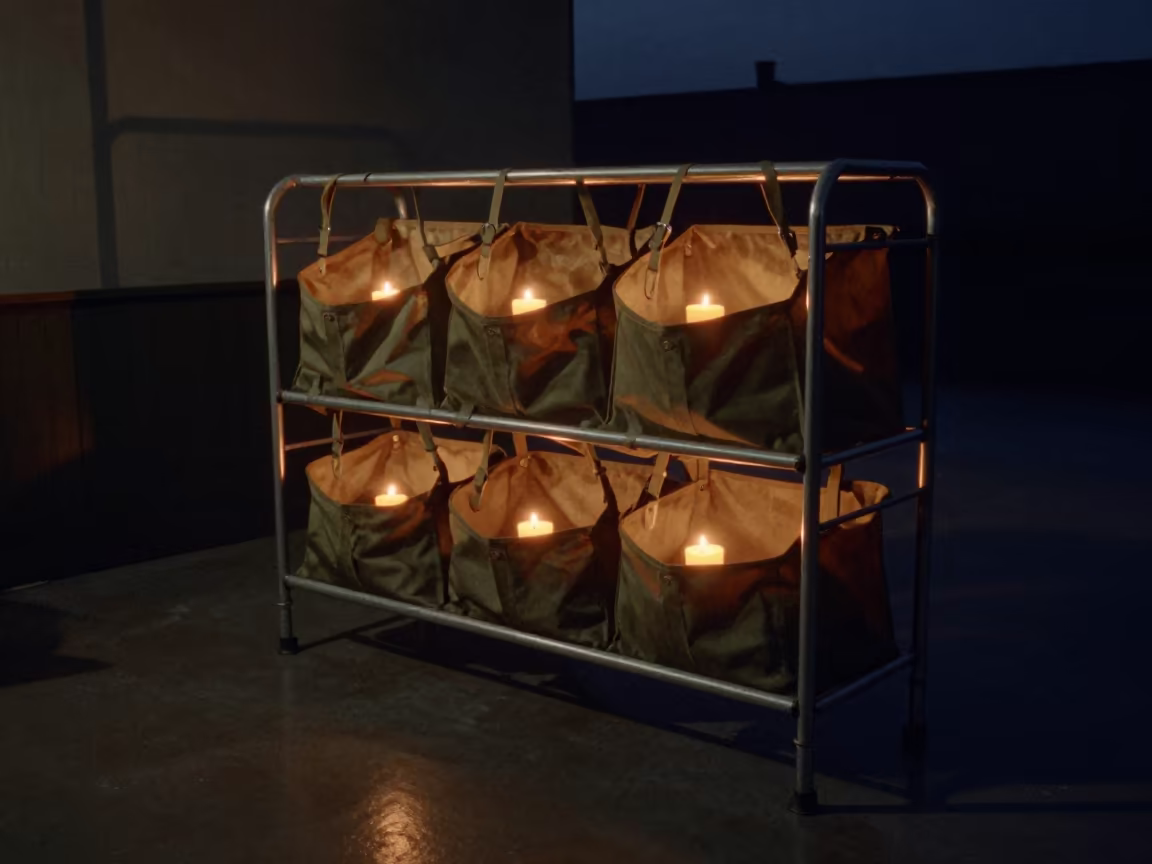 Predawn Military Laundry Rack in Tianjin Command Post in inside a command post in Tianjin