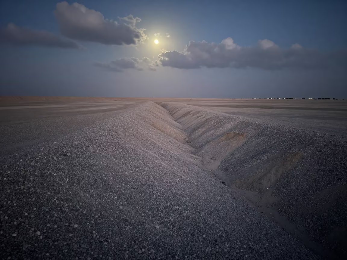 Predawn Moonlit Alluvial Fan Doha Canyon in near Doha