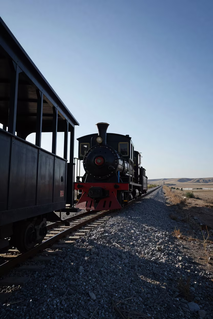 Predawn Narrow Gauge Train in Silvery Light in near Şanlıurfa