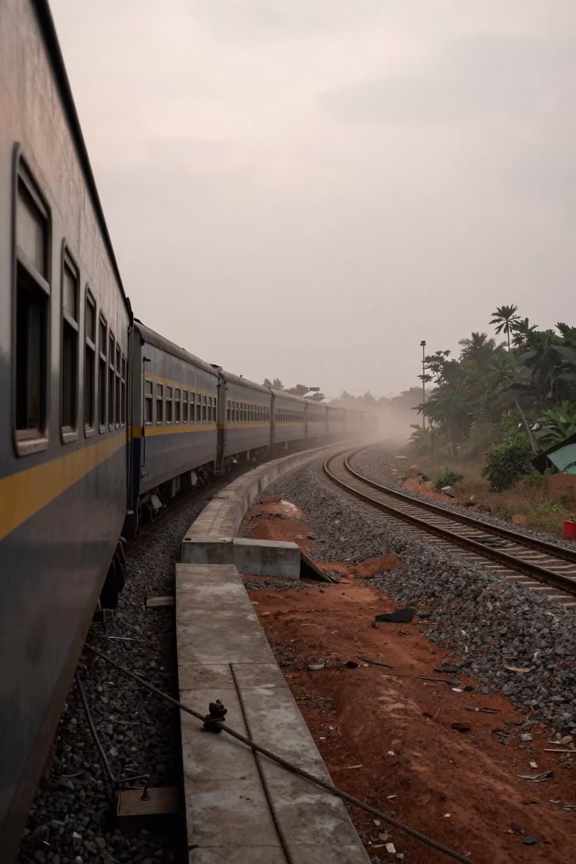 Predawn Night Train on Sulawesi Ramp in along a switchback approach in Sulawesi