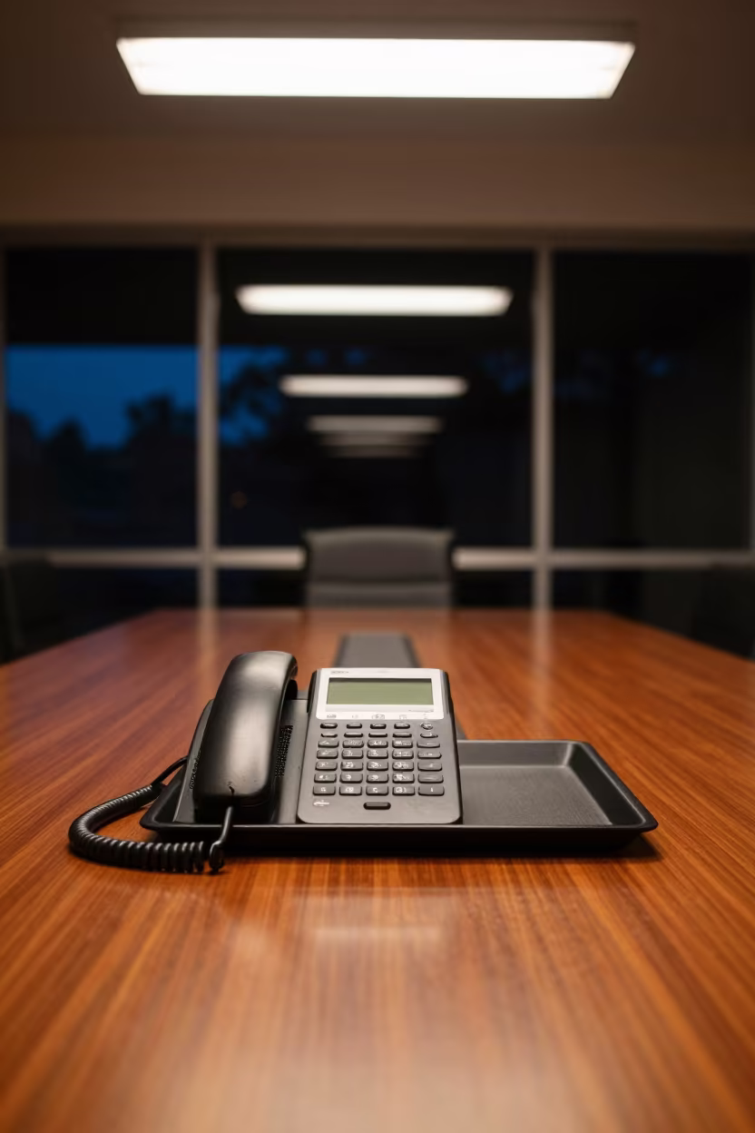 Predawn Office Desk Phone Tray Johannesburg in at a boardroom table before a meeting in Johannesburg