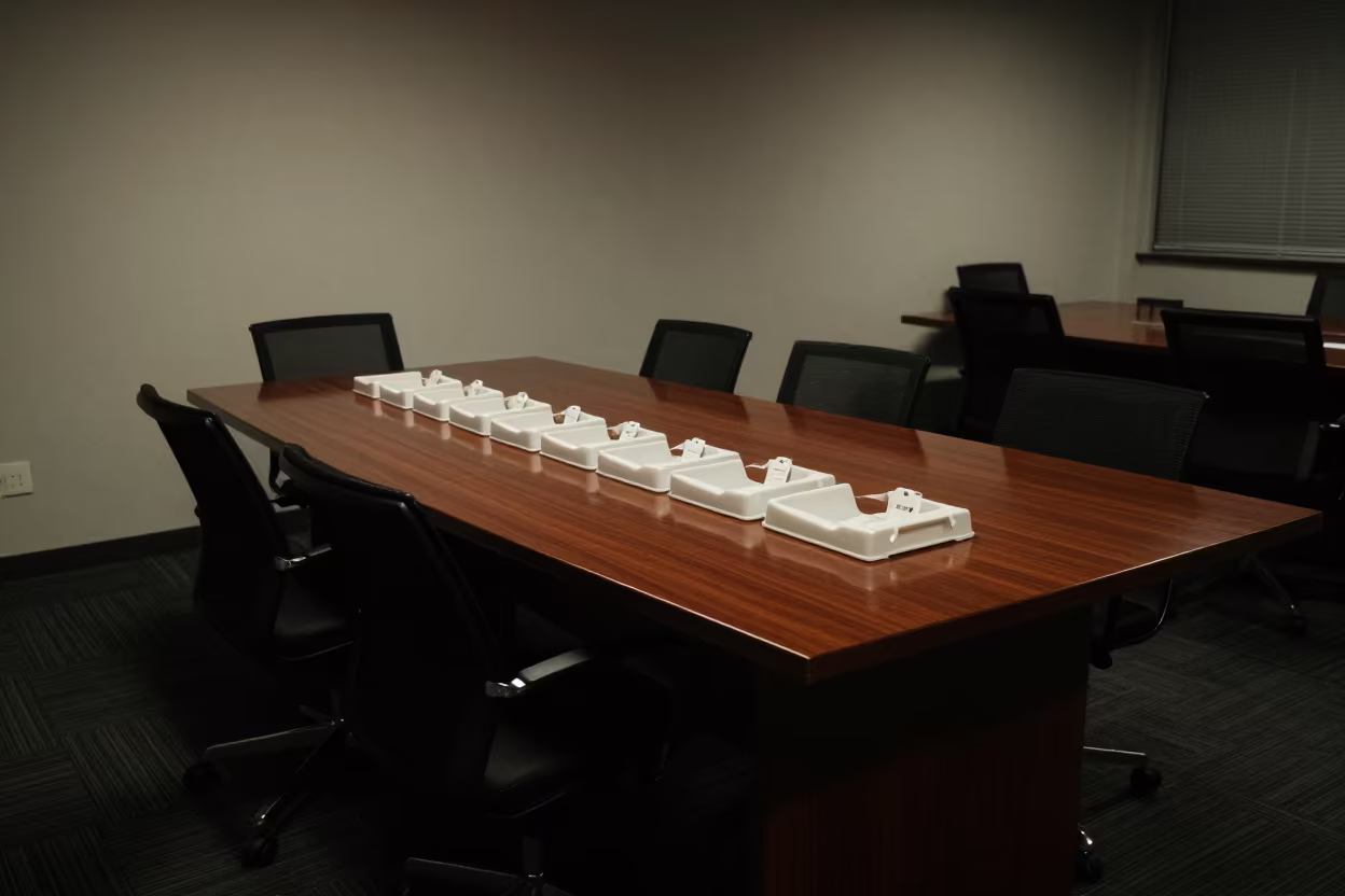 Predawn Parking Permit Caddy on Office Table in at a boardroom table before a meeting near Navi Mumbai
