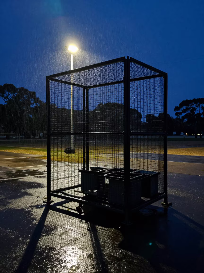 Predawn Parts Cage on Western Australian Parade Ground in on a parade ground in Western Australia