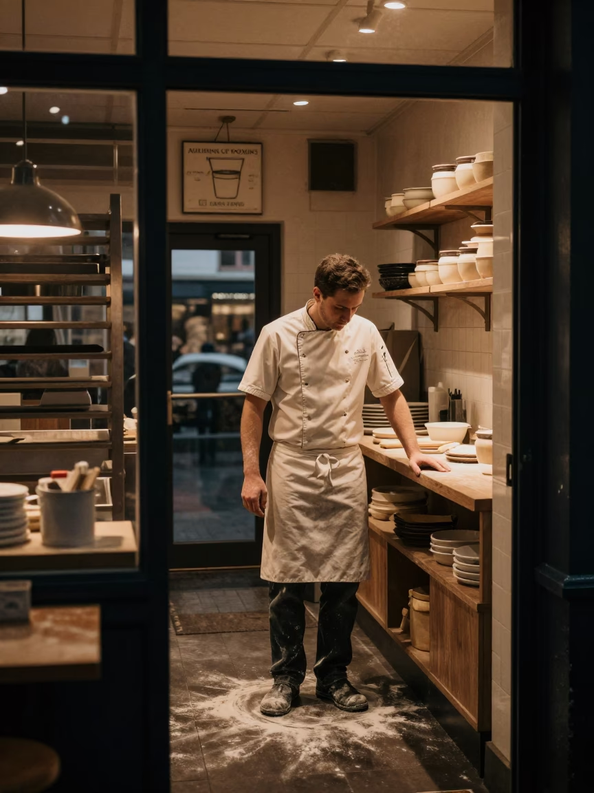 Predawn Pastry Chef in Birmingham Cafe in in a cafe in Birmingham