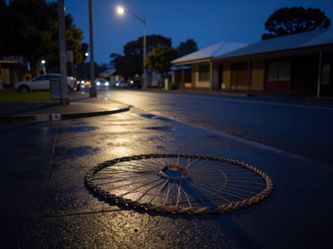 Predawn Perth Western Australia Street Scene with Wicker Shadow and Braided Rug in in Perth, Western Australia, Australia