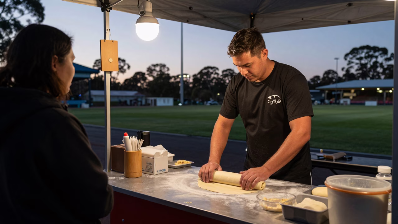 Predawn Prep in Adelaide at The Predawn Darkness Light in in Adelaide, South Australia, Australia