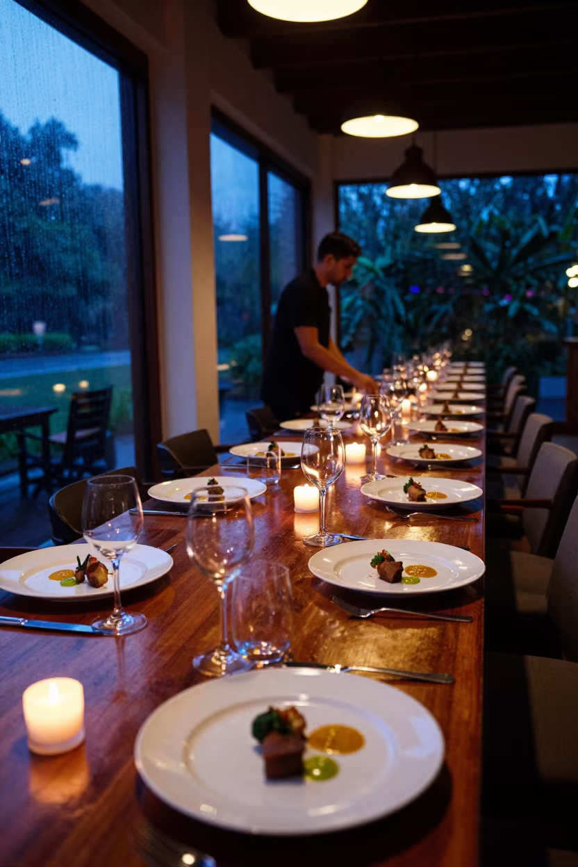Predawn Private Dining Suite with Candle Snuffers in inside a spa reception near Los Teques