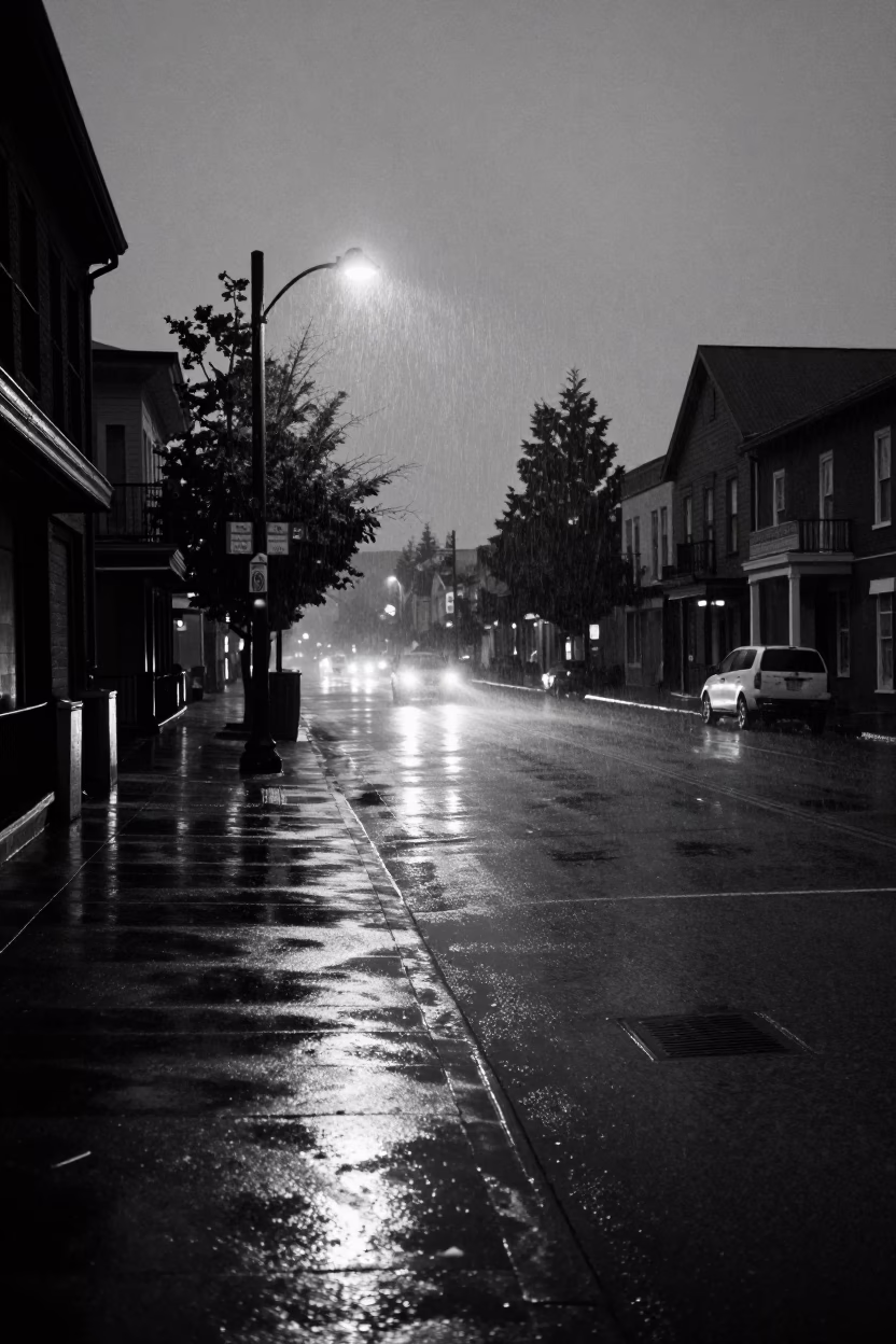 Predawn Rain in Portland at The Predawn Darkness Light in in Portland, Oregon, United States