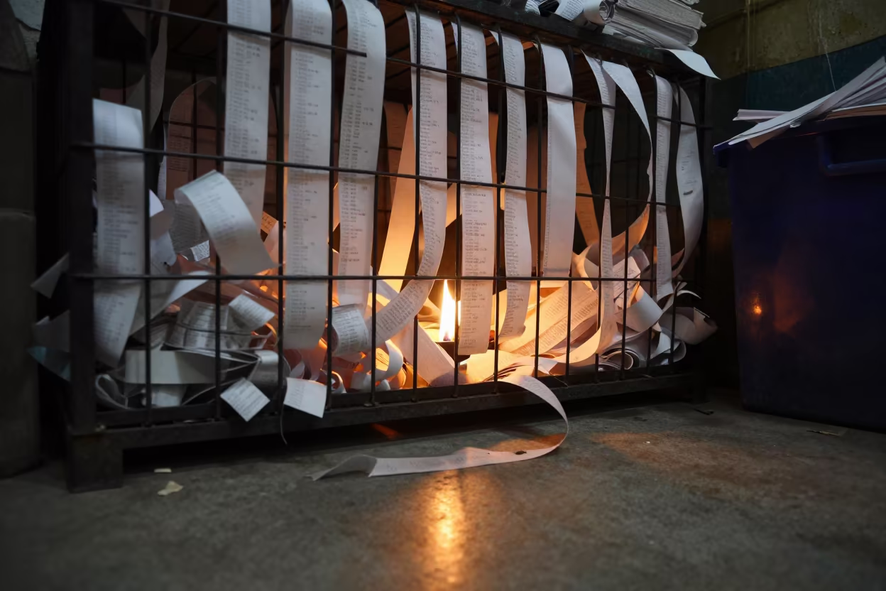 Predawn Receipt Paper Cage Muzaffarnagar Stockroom in inside a stockroom behind the sales floor near Muzaffarnagar