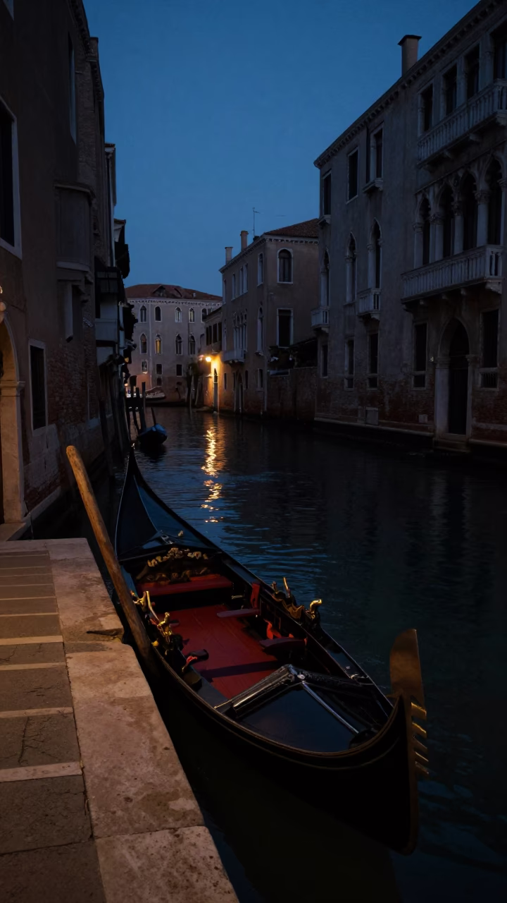 Predawn Scene at The Predawn Darkness Light in Venice in in Venice, Italy