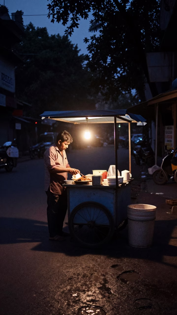 Predawn Setup in Kolkata at The Predawn Darkness Light in in Kolkata, India