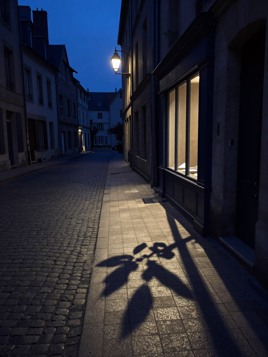 Predawn Shadows on Tiled Floor in Nice France Street Scene in in Nice, France