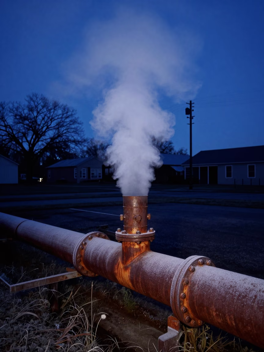 Predawn Steam from District Heating Pipes in New Orleans Louisiana in in New Orleans, Louisiana, United States