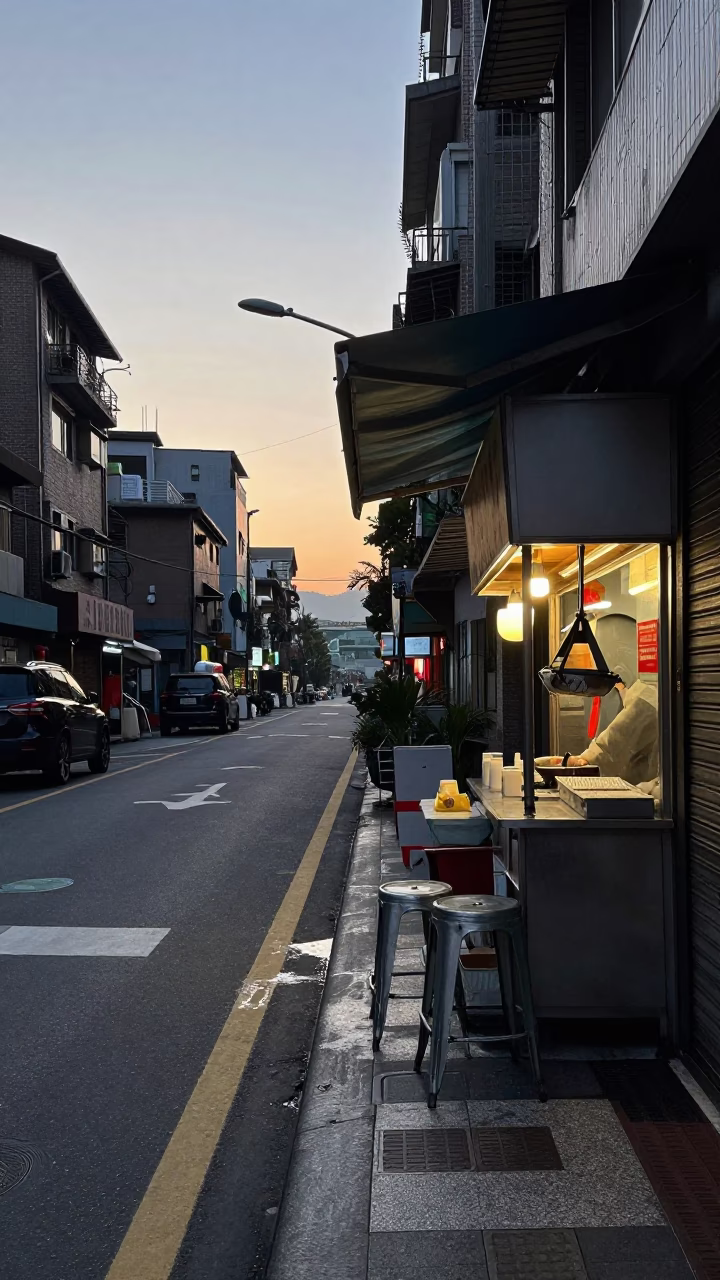Predawn Street Life in Taipei Taiwan Before Sunrise with Condensation and Urban Details in in Taipei, Taiwan