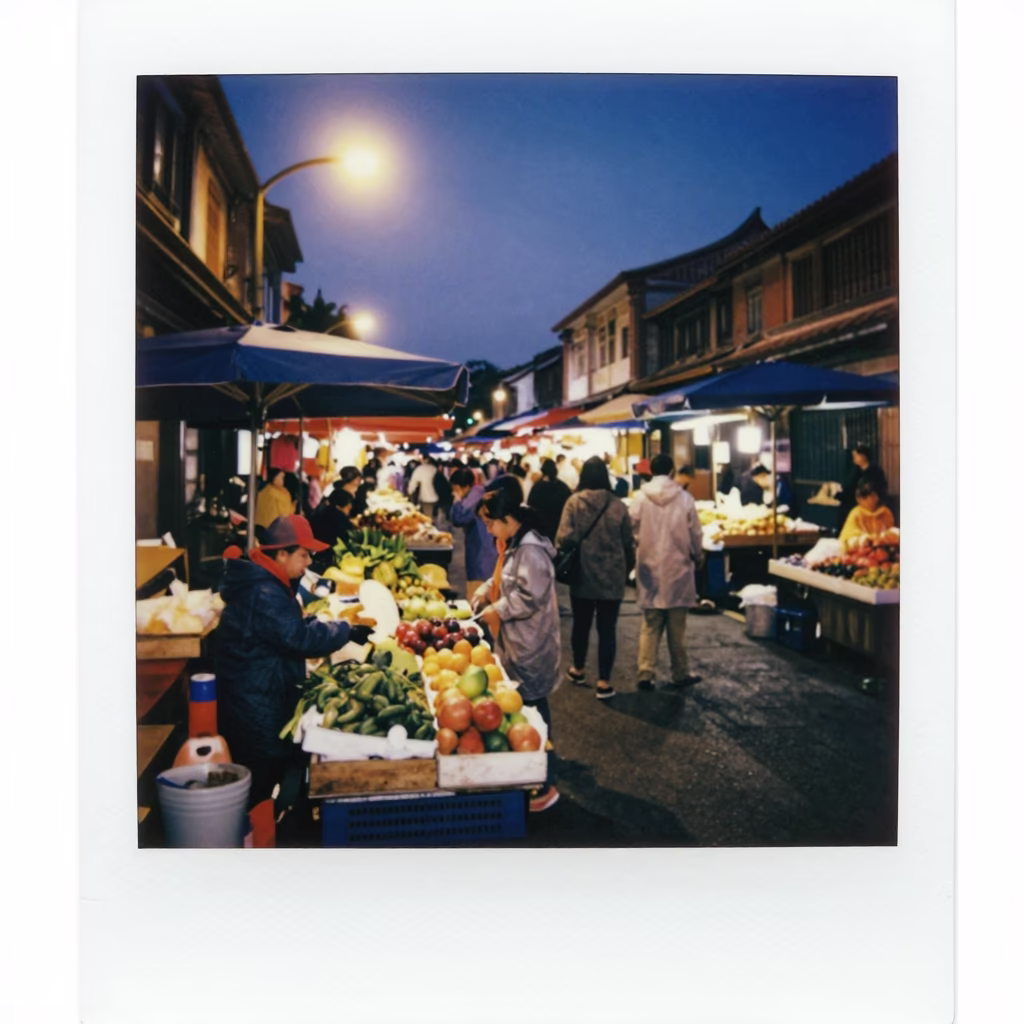 Predawn Street Market Activity in Tainan Taiwan Traditional Architecture in in Tainan, Taiwan