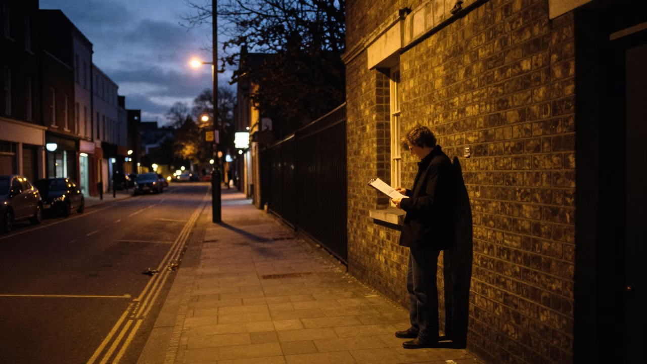 Predawn Street Scene in Bristol United Kingdom with Clipboard and Urban Infrastructure in in Bristol, United Kingdom