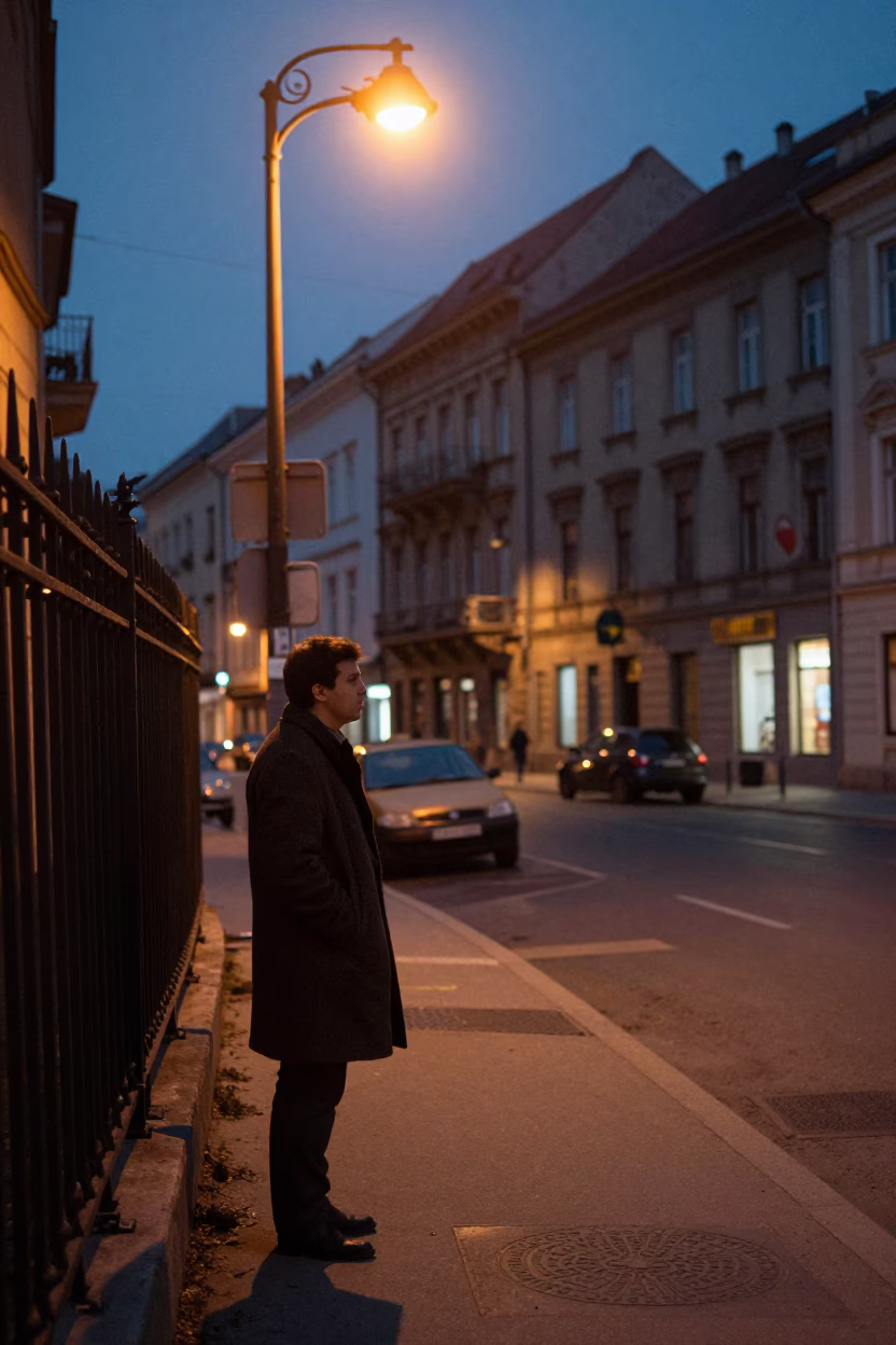 Predawn Street Scene in Budapest Hungary with Vintage 1970s Aesthetic and Local Life in in Budapest, Hungary