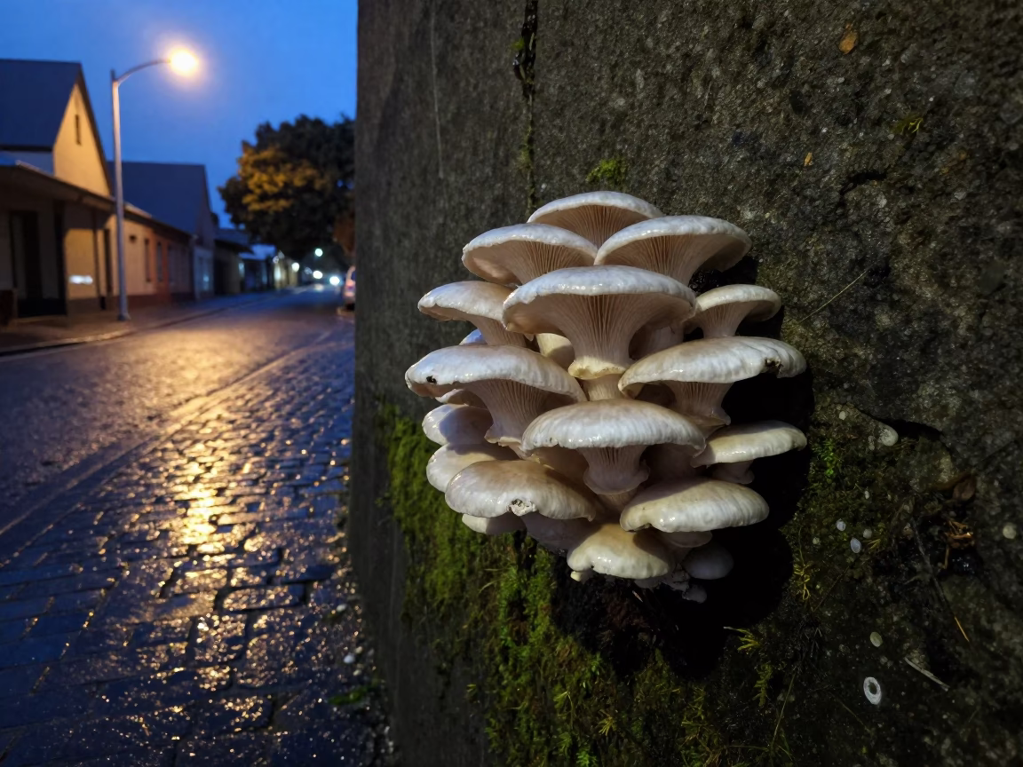 Predawn Street Scene in Hobart Tasmania with Glazed Ceramic and Mushroom Cluster in in Hobart, Tasmania, Australia