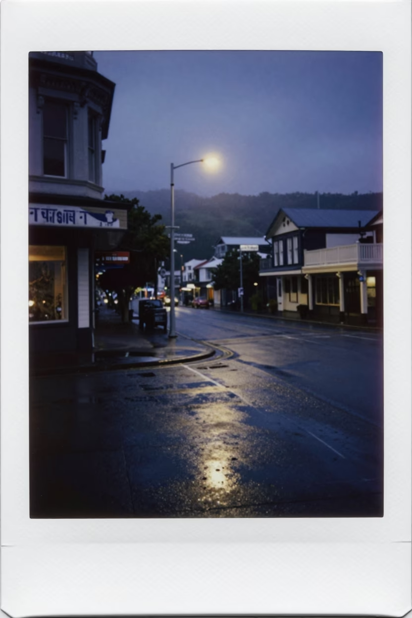 Predawn Street Scene in Wellington New Zealand with Condensation and Urban Details in in Wellington, New Zealand