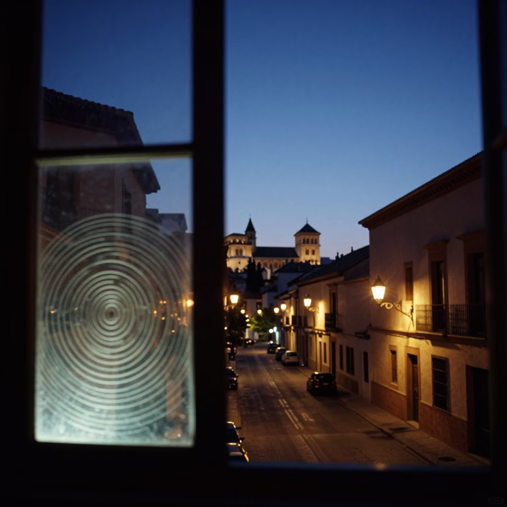 Predawn Streets in Granada at The Predawn Darkness Light in in Granada, Spain