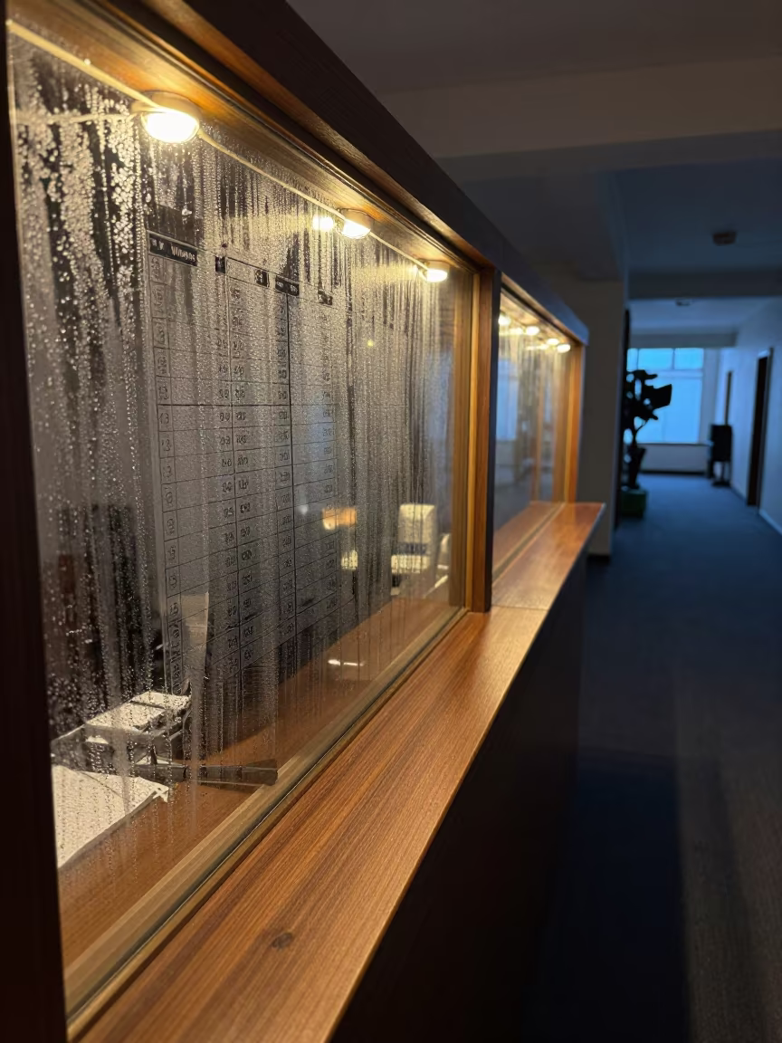 Predawn Timesheet Inbox with String Lights in at an office reception desk in Rohtak