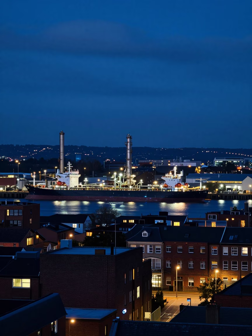 Predawn Urban Decay and Industrial Activity in Bristol United Kingdom in in Bristol, United Kingdom