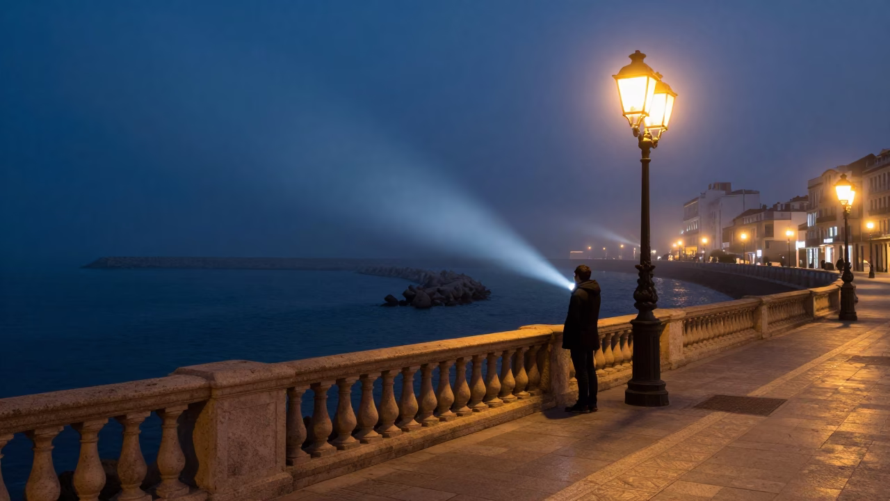 Predawn Valencia Spain Street Scene with Lantern Light and Morning Routine in in Valencia, Spain