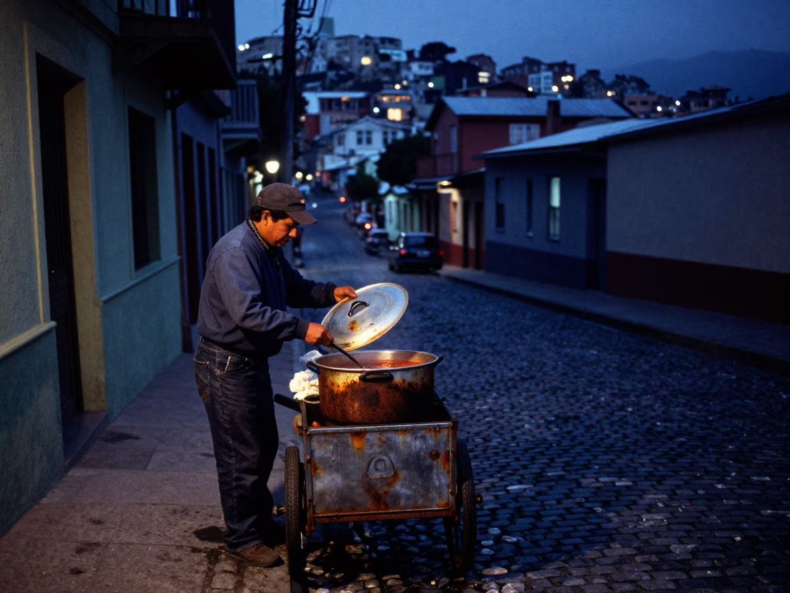 Predawn Valparaiso Chile Street Scene with Rust and Stew in in Valparaiso, Chile