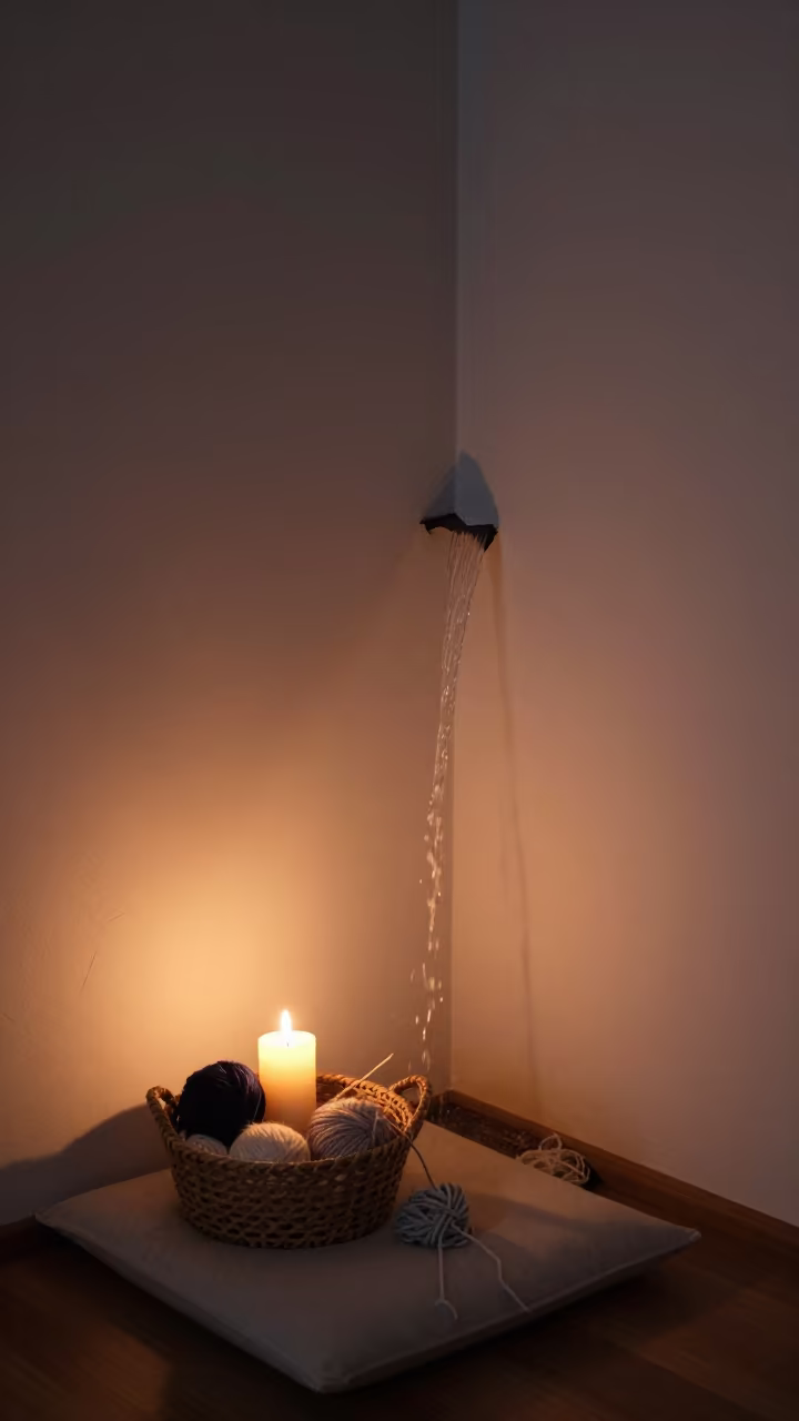 Predawn Yarn Basket Near Tokyo Wall Waterfall in on a reading nook cushion near Tokyo